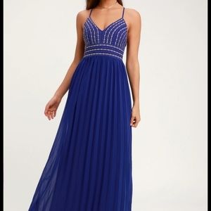 NEW LULU'S Glamorous Gala Royal Blue Maxi Dress M